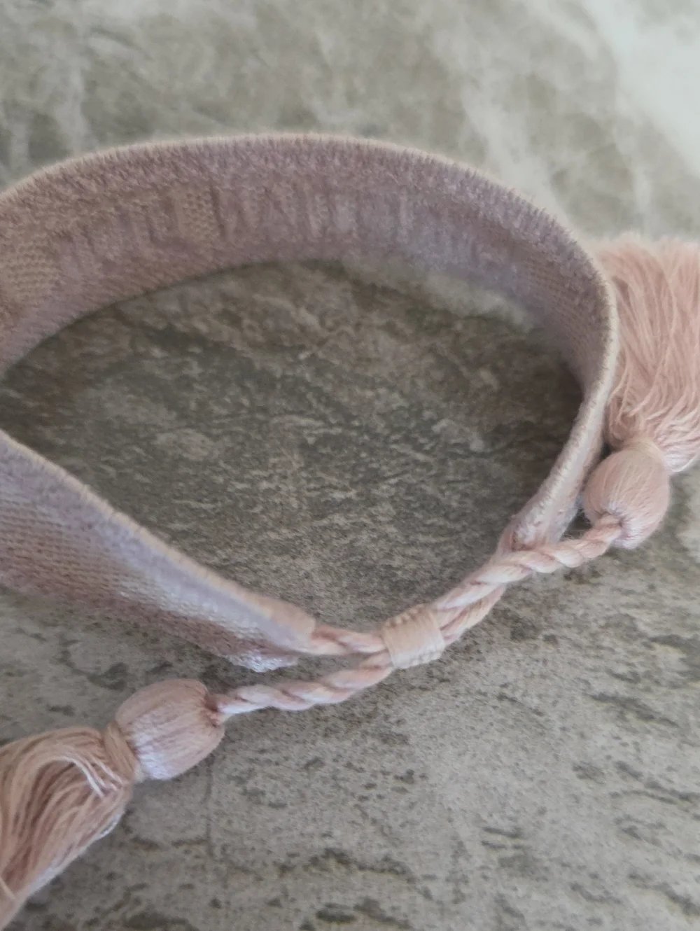 Dior Pale Pink Embossed Fabric Bracelet